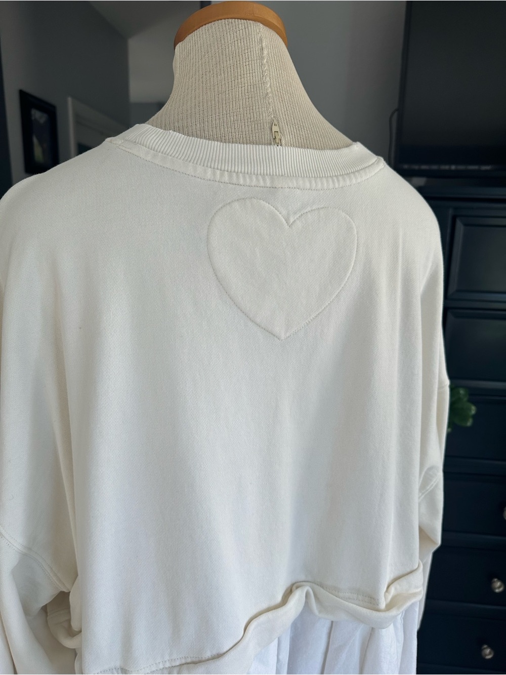 Free People Cream Sweatshirt Tunic with White Peplum, size large - Picture 17 of 17